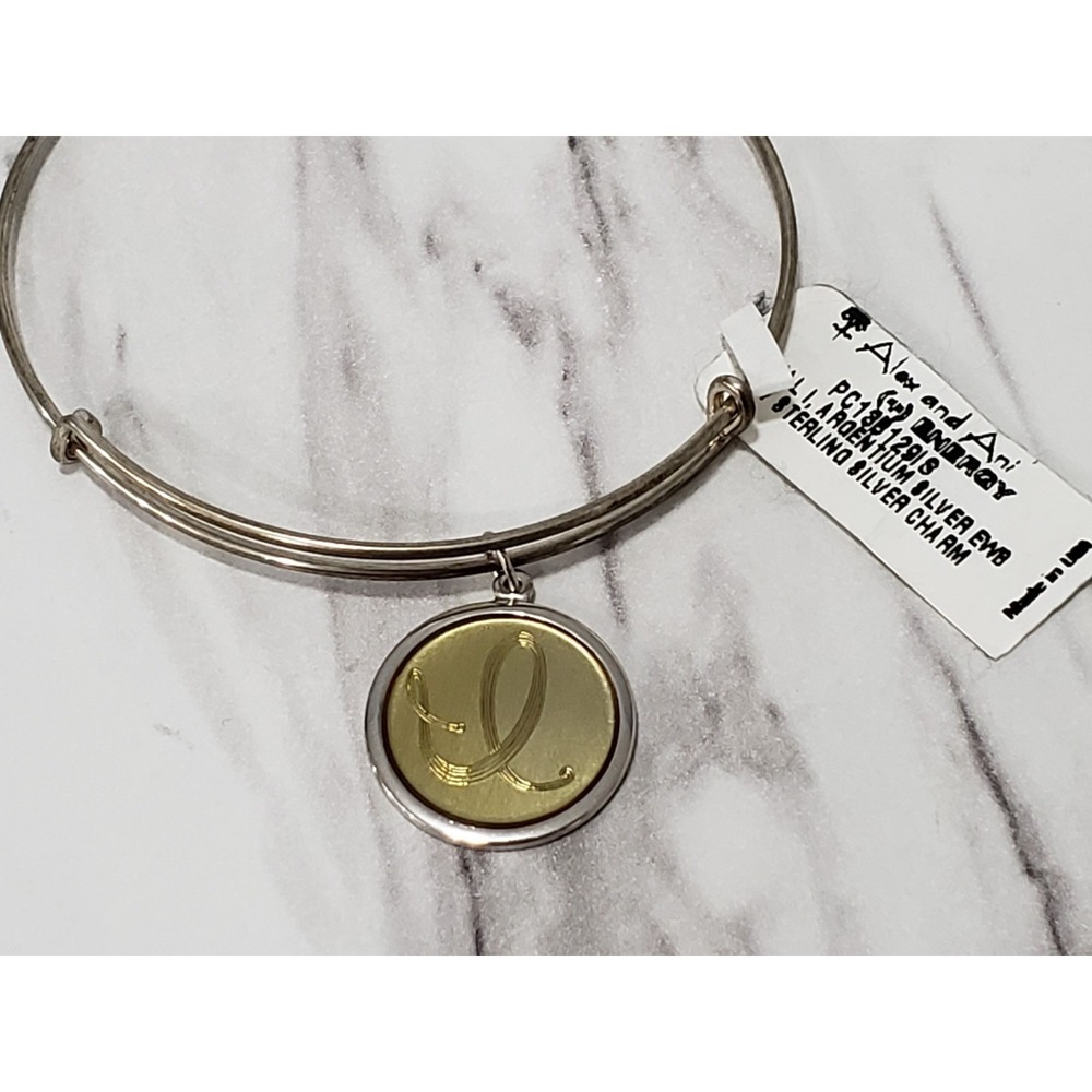NEW Alex and Ani Sterling Silver Initial Letter I Charm Bangle Bracelet Gift